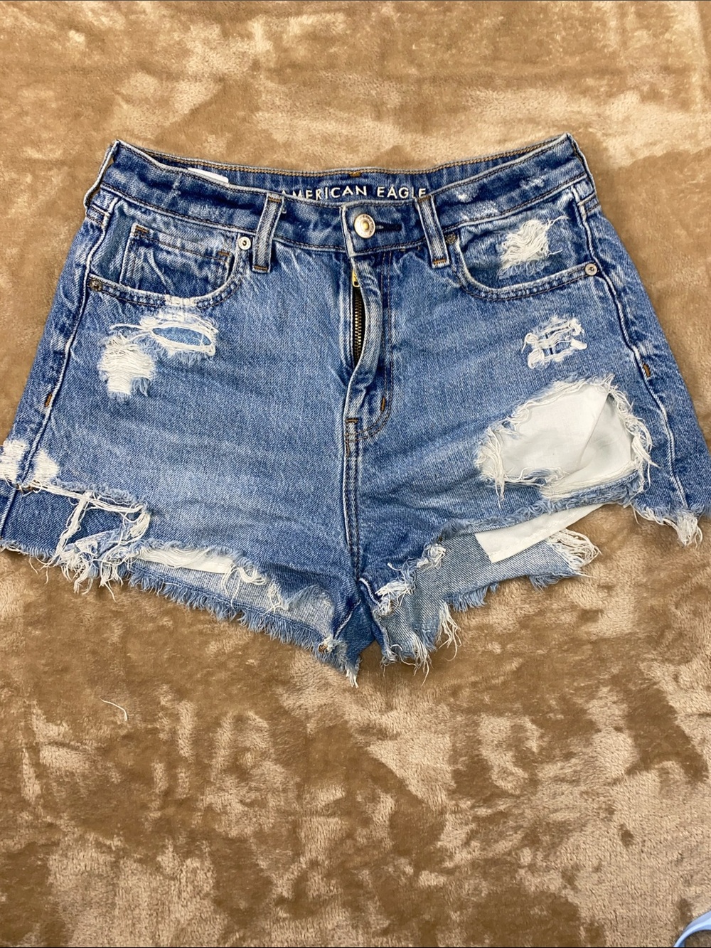 American Eagle Outfitters Ripped Light Blue Denim Cutoff Shorts